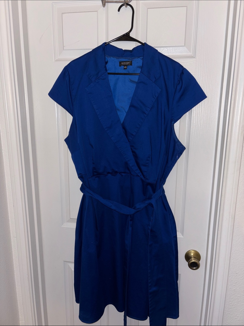 Spense Cobalt Blue Wrap-Front Midi Dress